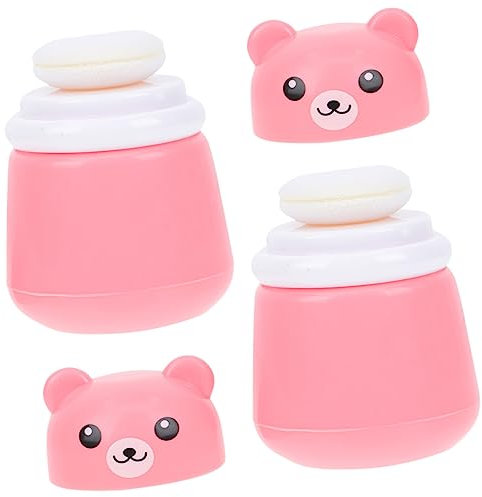 GANAZONO Puderquasten Kasten 2 Stück Cartoon Bär Aus Abs Pp Kompakt Und Bruchfest Für Talkumpuder Und Loser Puder Leicht Tragbar Für Sommerschutz