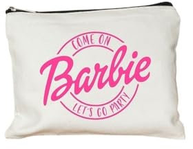 HUIJIQX Come on Barbie Trousse de maquillage en toile pour femme Motif dessin animé Trousse à crayons Portefeuille Étudiant Trousse de toilette réutilisable Cadeau, 4, 22cmX18cm
