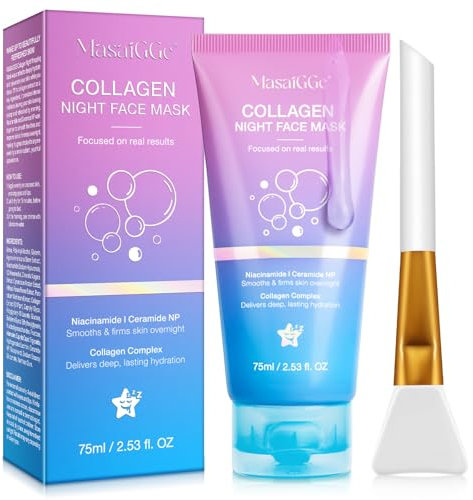 Collagen Night Wrapping Mask, Collagene Maschera Viso, Collagene Viso Overnight Peel Off Maschera Viso, Idratazione profonda, Riduce le rughe e migliora l'elasticità della pelle