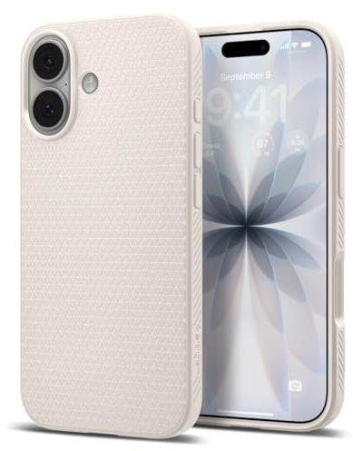 Spigen iPhone 17 Hülle [rutschfest] [DURCHDACHTE Details] Liquid Air Case Slim TPU mit Truss-Design, Militärgeprüfter Schutz, Sound Tunnel Technologie Handyhülle –Natural Titanium