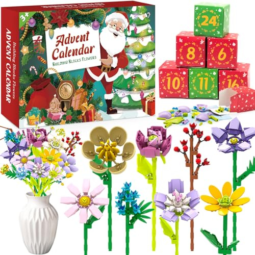 Flower Advent Calendar 2026 – 24 Days Christmas Countdown Building Set
