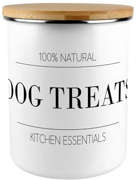 Minimalist Dog Treats Canister - Modern Black & White Home/Kitchen Large Enamel Storage Jar Gift for Dog Lovers