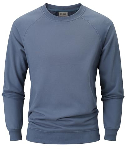 USALL Sweatshirts für Herren Baumwolle Rundhals Hoodie Pullovers Männer Kapuzenpullover Langarm Casual Sweatshirt