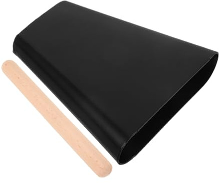 Campanaccio in Metallo da 4 Pollici per Batteria, con Bacchetta | Set Singolo Nero, Leggero e Portatile, per Partite e Tifo, Include Accessorio in Legno