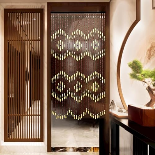 DUOSAMY Cortina de bambú para puerta, 90 x 175 cm, cortina de madera natural, cortina de cuentas, cortina de hilos de madera, a prueba de insectos, para salón, decoración