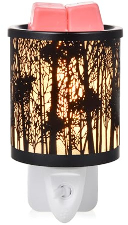 Wax Lume Candle Warmer Lamp – Electric Wax Melt Burner with UK Plug, Forest Silhouette Design, Flameless Aromatherapy Gift, Easy Clean Removable Tray, for Home Living Room