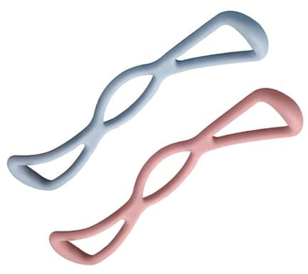 TOVINANNA Yoga Zugtrainer 2 Stück Elastische Silikonbänder für Schulter und Nacken in Rosa und Nebelblau mit Widerstand für Pilates und Dehnung