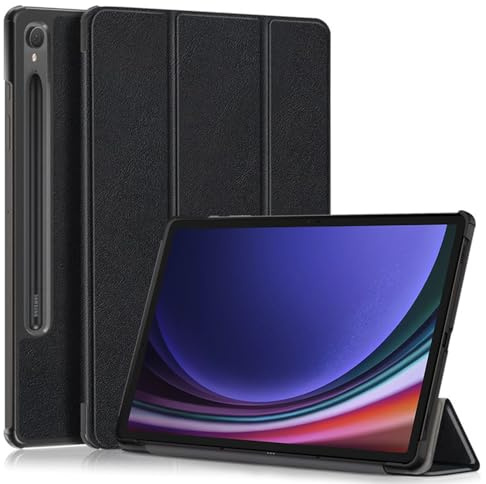 Techsuit für Samsung Galaxy Tab S9, S9 FE, S10 FE und S10 Lite Hülle mit 360 Schutz, Verstellbarem Ständer, Mikrofaser Innenfutter, Schlankem Design, FoldPro Series, PU Leder, Schwarz