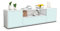 Stil.Zeit TV Schrank Lowboard Arbnora, Korpus Weiss matt, Front Farb-Design Eisblau (180x49x35cm), mit Push-to-Open Technik & Leichtlaufschienen