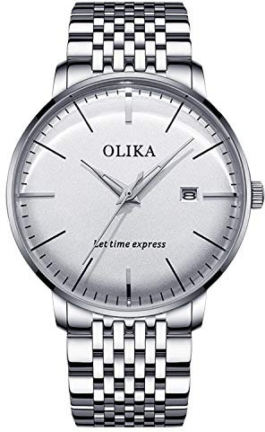 rorios Herren Uhren Analog Quarz Uhr Leuchtend Armbanduhren mit Datum Edelstahlband 3D Sport Männer Armbanduhr