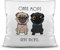 Mops-Kissen mit Spruch Ohne Mops geht Nichts - Kissenbezug inkl. Kissenfüllung/Hund/Tier/Pug/Cup/Weiss - Polyester (flauschig)