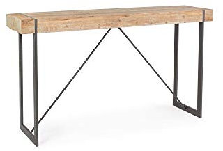 Stehtisch aus Stahl mit Platte aus Tannenholz GARRETT 200x50x h110 cm