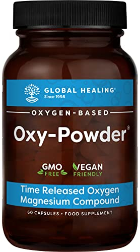 Global Healing Oxy-Powder Time-Released Oxygen Magnesium Compound - Colon Cleanse for Bloating & Occasional Constipation Relief - Detox Supplement for Adult Men & Women - 60 Capsules