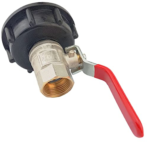IBC Adapter Kappe + Messing Kugelhahn mit Hebelgriff 1 Innengewinde