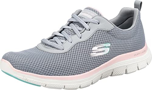 Skechers Damen Flex Appeal 4.0 Brilliant View Sneaker, Gray Mesh Light Pink Trim, 37 EU
