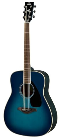 YAMAHA FG820 Guitarra Acústica – Cuerpo Dreadnought Tamaño Completo, Escala 24,96″, Tapa Maciza de Abeto, Fondo y Aros de Caoba, Diapasón de Palisandro, Cuerdas de Acero – Sunset Blue