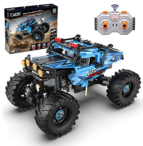 CaDA Monster Truck (ferngesteuert, mit PRO Motoren), hellblau, 699 Teile (kompatibel z.B. mit Lego Technic 42099), C61008W