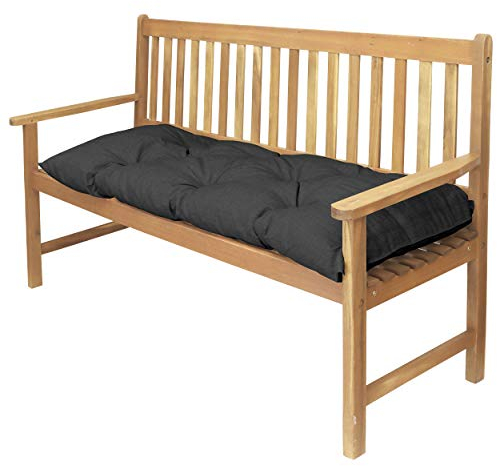 DILUMA | Bankauflage Venezia 100x48 cm Anthrazit | Wasser- und Schmutzabweisende Sitzauflage mit Extra Dicker 8 cm Flockenfüllung | Sitzpolster für Gartenbank
