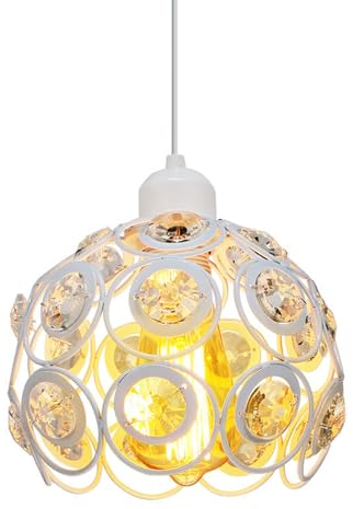 PETITES ECREVISSES Moderno Lámpara Colgante de Cristal Lámpara de Techo E27 Moderna luz Iluminación ø20cm Dormitorio Sala de estar Baño Pasillo,60W(Blanco-A)
