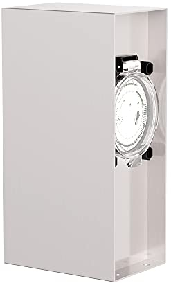 ledscom.de Garten Colonne de Prises de Courant POMI pour l'extérieur, IP44, minuterie/commutateur horaire, 2 Fois, Acier Inoxydable, INOX, rectangulaire, 23 cm