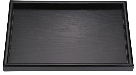 Wooden Serving Tray Rectangular, Tea Coffee Food Platter Black Wood Plate Snack Tray Dinner Breakfast Tray, for Storage Fruit Milk Wine Fruit Sugar Canisters