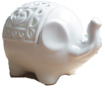 Ttiy Elefant Kerzenhalter hohl Teelicht Kerzenhalter Keramik Duftkerzenhalter für Haushaltsdekoration, 1 Stück