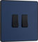 BG Electrical Double Wall Light Switch, 2 Way, Screwless Front Plate, Round Edges, Evolve, Matt Blue, 20A, 16AX, PCDDB42B