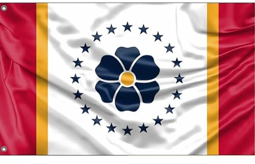 Mississippi-Flagge, USA, einzigartiger Designdruck, hergestellt in der EU (90 x 150 cm)