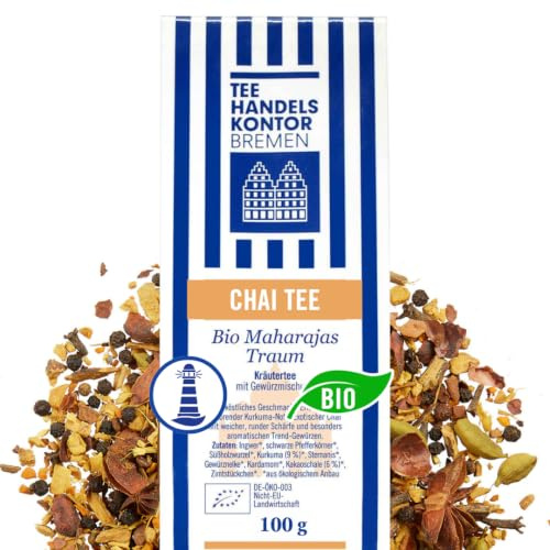 Hochwertiger Bio Kräutertee lose Maharajas Traum 100 g Chai Kurkuma | Betörende Kurkuma-Note, Weiche runde Schärfe, Exotische Gewürzmischung, Aus ökologischem Anbau