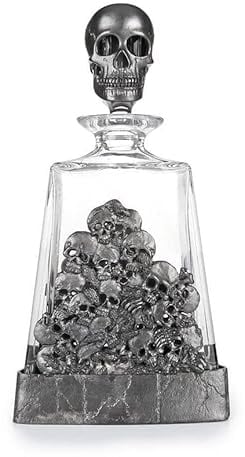 Stunning Pewter Skull & Snake Glass Pyramid Whisky Decanter