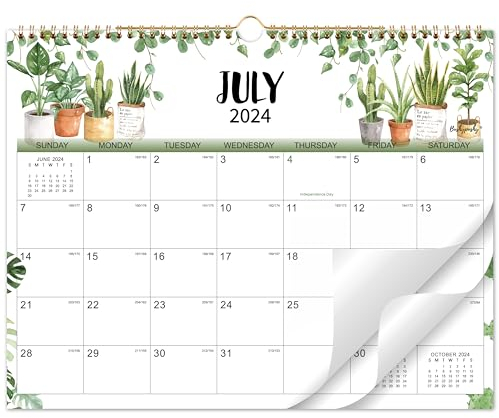 Kalender 2023-2024 - Juli 2023 - Dez. 2024, 2023-2024 Wandkalender, 18-Monatskalender, 38,1 x 29,2 cm, Doppeldrahtbindung + Haken zum Aufhängen + dickes Papier + unlinierte Blöcke mit Julianischen