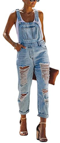 Yesgirl Salopette Jeans Donna Senza Maniche Tuta in Denim da Donna Jumpsuit Pantaloni Casual Vintage Jeans Lunga Salopette Estivi Moda Overall Playsuit Romper E Azzurro M