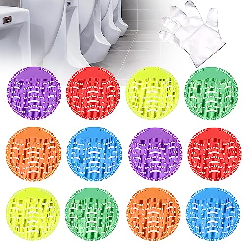 Urinalsieb: 12 Teile 6 Farben Urinalsieb mit Duft 30 Tage Frischewirkung Urinal Steine Pissoir Premium Urinalsieb Universal Urinal Einsat mit 40 Einmalhandschuhe, Spritzschutz Lufterfrischer