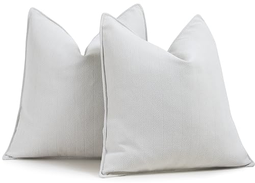 ZWJD Creme Kissenbezug 60x60 2er Set Chenille Kissenbezüge Sofakissen Kissenhüllen mit elegantem Design, weiche und luxuriöse dekorative Dekokissen für Couch, Bett und Heimdekoration