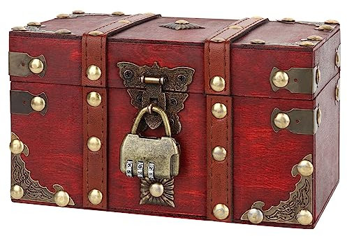 FENYW Vintage Holz Schatztruhe, 18x11.5x10.6cm Schatztruhe Aus Holz, Schatzkiste Holz Mit Schloss, Schatztruhe Kinder, Holz Aufbewahrung Schatzkiste, Schatztruhe Klein Für Aufbewahrung Und Dekoration