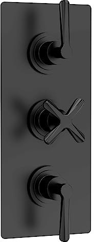 nuie CLL4023 Aztec Modern Bathroom Triple Concealed Thermostatic Shower Valve with Diverter - 3 Outlets, 280mm, Black