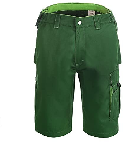 TMG | Arbeitsshorts für Herren, Kurze Arbeitshose mit Werkzeugtasche, robust & strapazierfähig, grüne Cargo | Gr. 68