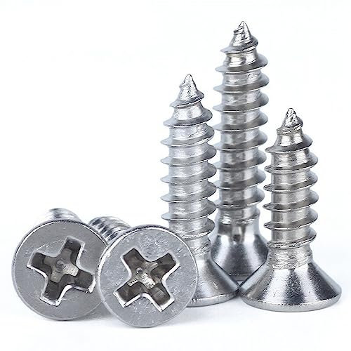 Viti in acciaio inossidabile, viti a testa piatta con taglio a croce, viti per legno autofilettanti a testa svasata, argento, M3x25 mm 50pz