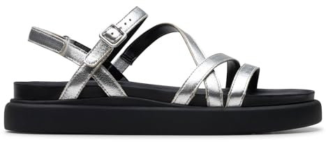 Clarks Femme Aristella Rose Sandale, Silver Metallic, 39 EU