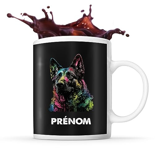 Tasse Berger Allemand Style Street Art Prénom Nom Personnalisable | Mug Café Thé Idée Cadeau Personnalisé Homme Femme Original pour propriétaire de chien