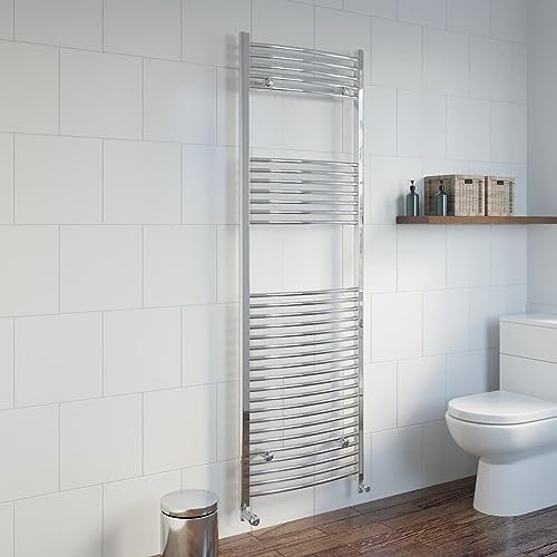 DuraTherm® 1800 x 600mm Curved Heated Towel Rail Radiator Modern Central Heating Bathroom Warmer Wall Mounted Ladder Rad, Polished Chrome