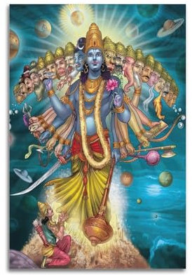 YBHF Hinduismus-Poster Dashavatara of Lord Vishnu Hindu-Gott, Poster, Wandkunstdruck, Retro-ästhetische Raumdekoration, Bürodekoration, 40 x 60 cm, ungerahmt