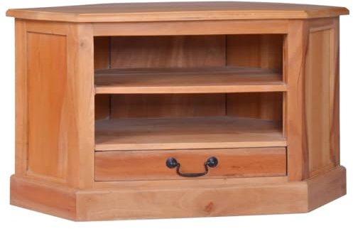 RAUGAJ Eck-TV-Schrank, 80 x 40 x 49 cm, Massivholz, Mahagoni, Material: massives Mahagoni-Holz mit natürlichem Finish