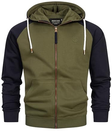 Indicode Herren INPulko Kapuzensweatjacke Zip-Hoodie mit RIPP-Bündchen