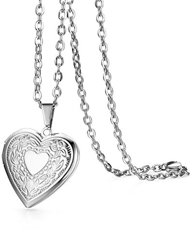 Cupimatch Herz Medaillon zum Öffnen für Bilder Foto Anhänger mit Gravur LOVE YOU Lebensbaum Kette Damen Amulett Halskette Edelstahl Aufklappbar, mit 45cm Kette