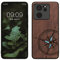 kwmobile Hülle kompatibel mit Xiaomi 13T / 13T Pro Hülle - Holz Case - Handy Cover - TPU Handyhülle in Dunkelbraun Vintage Kompass mit Perlmutt
