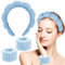 Sibba 3pcs Schwamm Spa Stirnband für Frauen Weiches Make Up Handgelenk Waschband Set Hautpflege Stirnbänder Terry Stoffblasen Haarband Für GesichtswaschenEntfernung Yoga Sport Dusche (Blau)