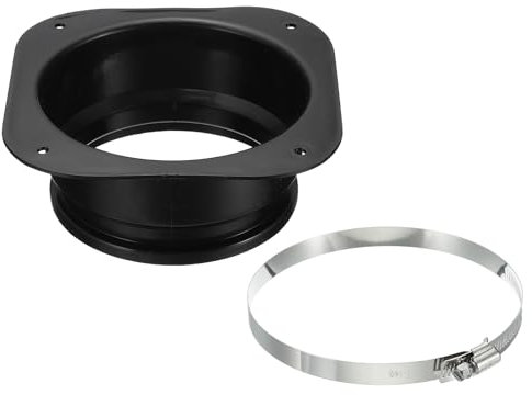 PATIKIL 5 Duct Connector Flange, Dryer Vent Wall Plate Square to Round Straight with Ducting Clamp for Air Heating Cooling Ventilation Exhaust Fan, Black