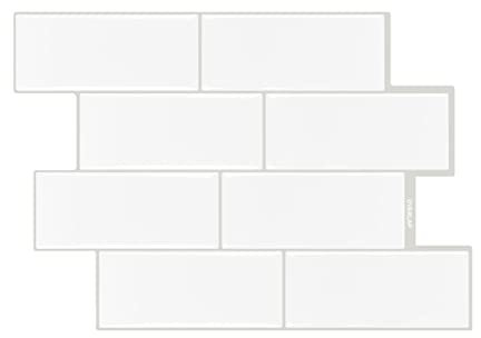 GRIPRO Peel and Stick Wall Tile – 3D Adhesive Backsplash for Kitchen, Bathroom (10 Sheets, White, 11x11)