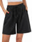 Jezonga Shorts Damen Sporthose Kurz Sport Shorts Jogginghose Sommer mit Taschen Sportshorts Hohe Taille Trainingshose Kurze Short High Waist Elastischer Bund zum Fitness Running Gym Dunkelschwarz M
